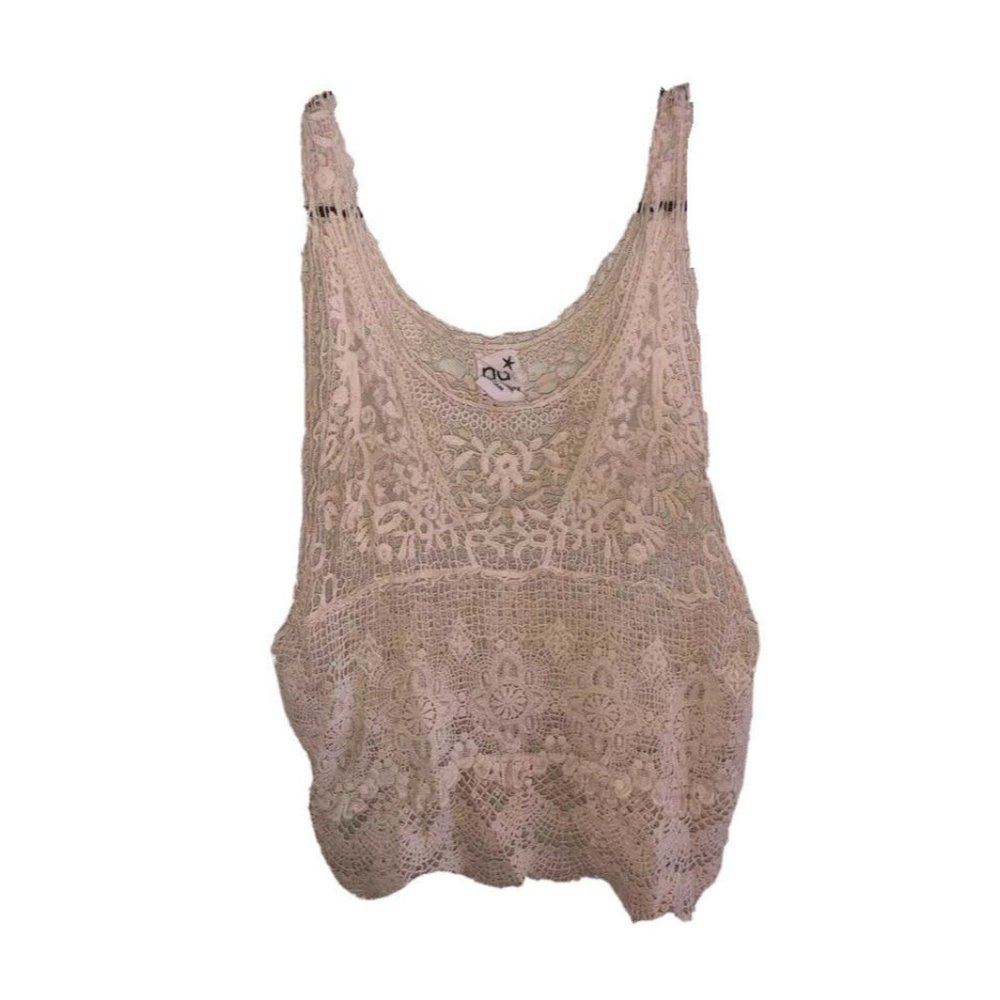 Women’s nu open knit tank Top Blouse Ivory size xs